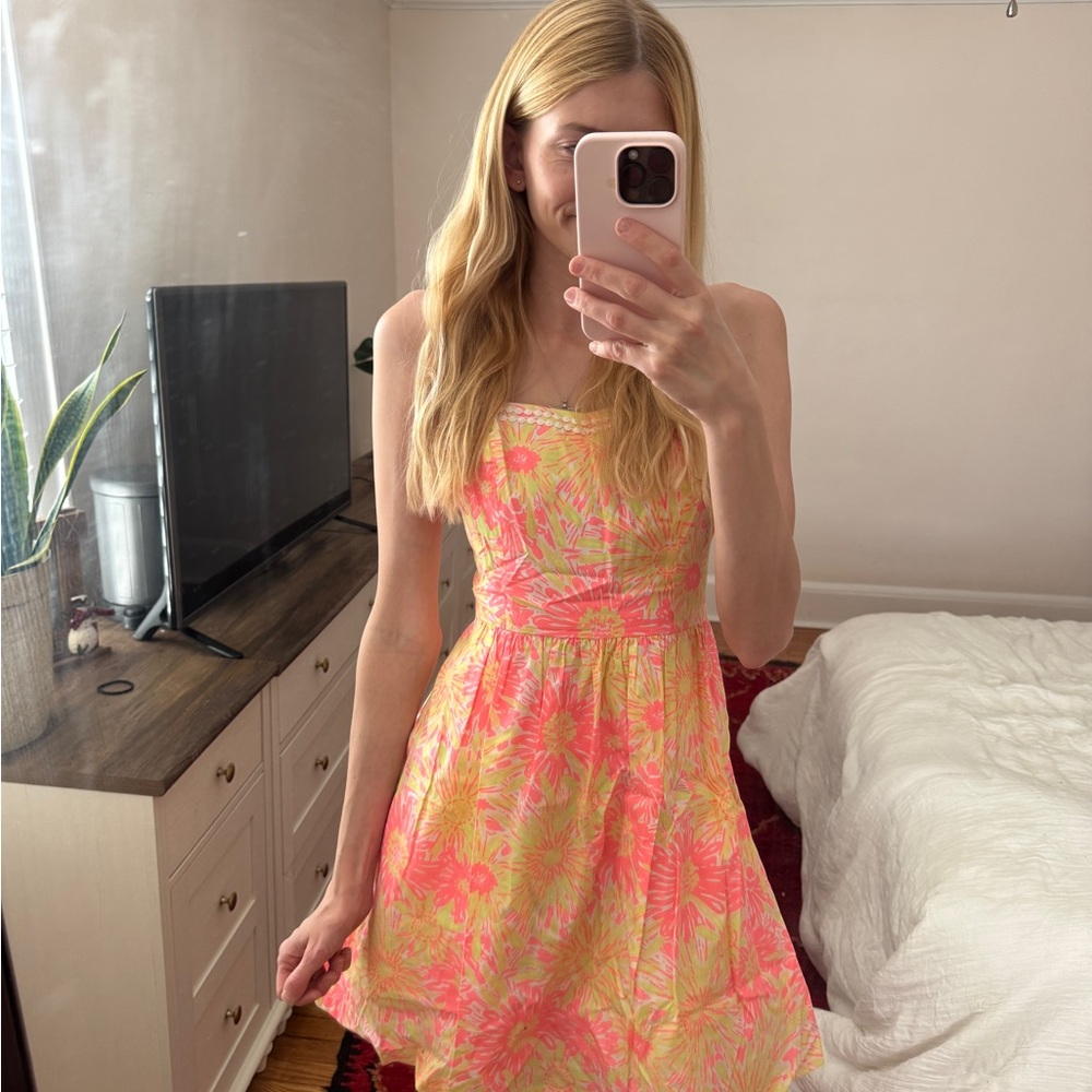 Lily Pulitzer Floral Pink and Yellow Dress